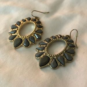 Gray and gold dangle earrings